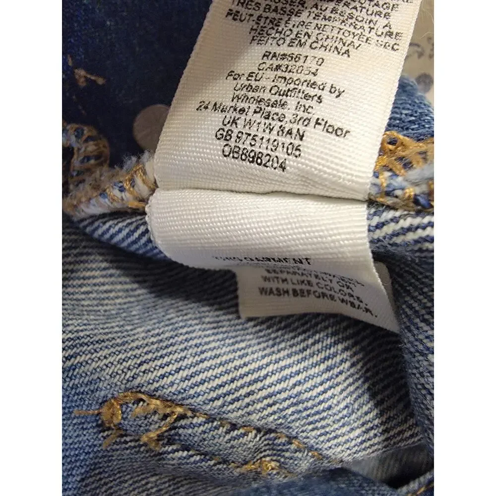 Free People Baggy BF Denim Overalls SZ 24 Boyfriend Distressed Drapey OB 898204